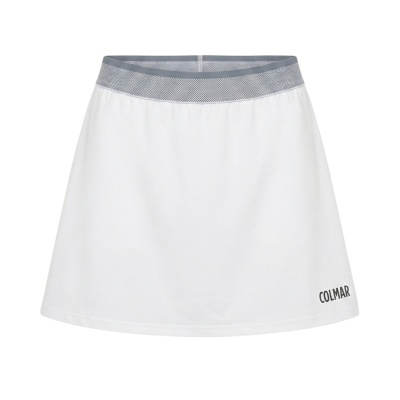 Saia desportiva branca com cintura cinza e logótipo COLMAR