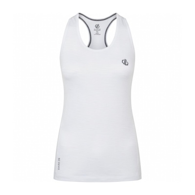 Camisola de alças branca com detalhes cinza e marca DARE 2B.