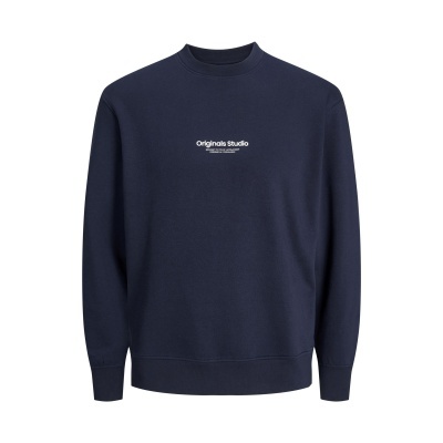 Sweatshirt azul escura com texto branco Originals Studio no centro