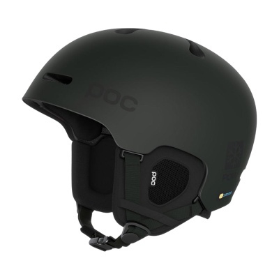 Capacete preto mate POC para desportos de inverno com fecho ajustável e espuma acolchoada.