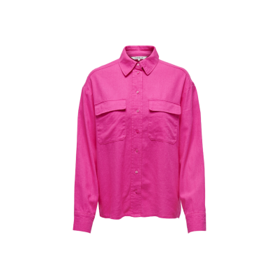 Camisa rosa de manga comprida com bolsos no peito