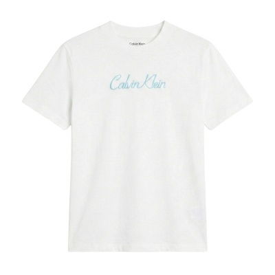 T-shirt branca Calvin Klein com logótipo em azul claro