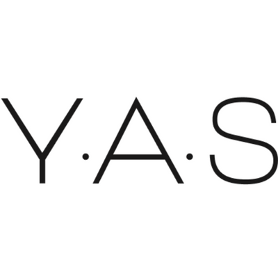 Logótipo Y.A.S em letras pretas com pontos