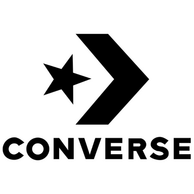 Logótipo preto da marca Converse com estrela e seta