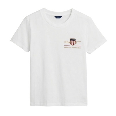 T-shirt branca GANT com logotipo e texto no peito