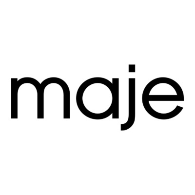 Logótipo da marca maje em preto sobre fundo branco