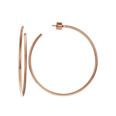 Brincos de argola dourados rosa simples com fecho de pressão