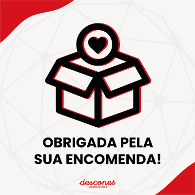 Ícone de caixa aberta com coração e texto agradecendo a encomenda