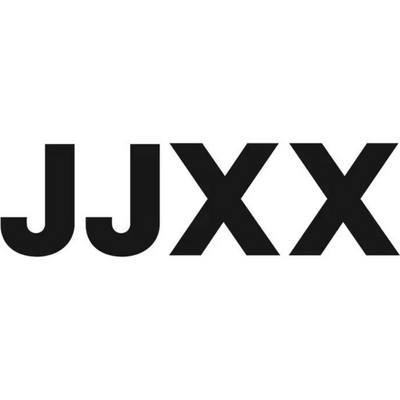Letras JJXX em preto sobre fundo branco