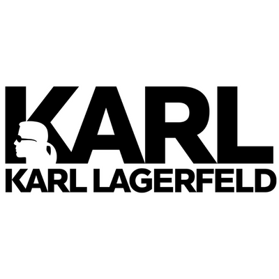 Logótipo preto KARL LAGERFELD com silhueta branca na letra K