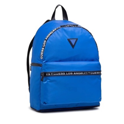 Mochila azul Guess com alças pretas e logótipo triangular