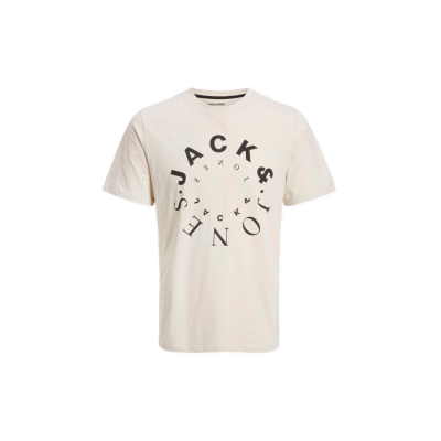 T-shirt branca com estampado preto circular JACK & JONES
