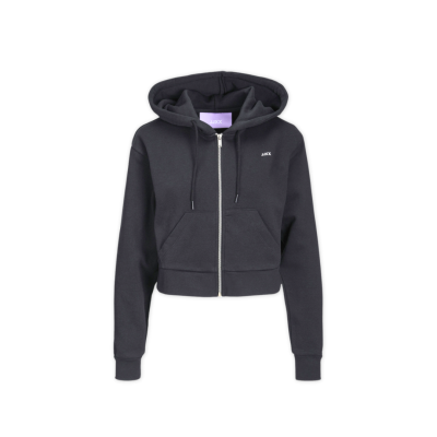 Casaco preto tipo hoodie com capuz e fecho de correr