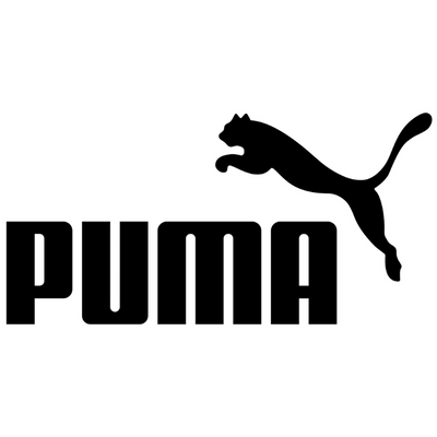 Logótipo preto da marca PUMA com puma a saltar