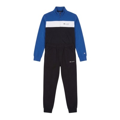 Conjunto de treino Champion azul, branco e preto com casaco de fecho e calças