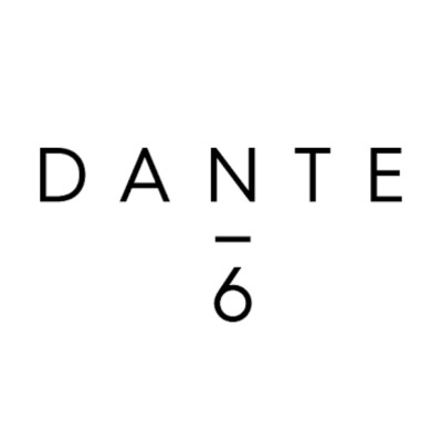 Texto preto DANTE e número 6 em fundo branco