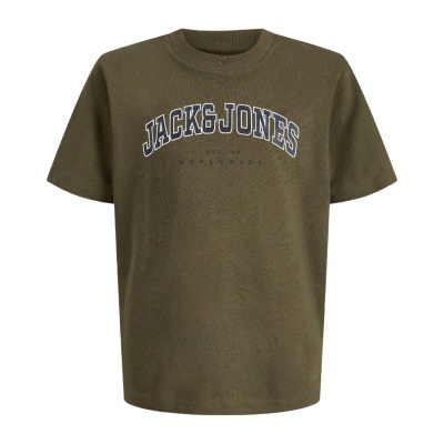T-shirt verde musgo com texto JACK & JONES estampado na frente