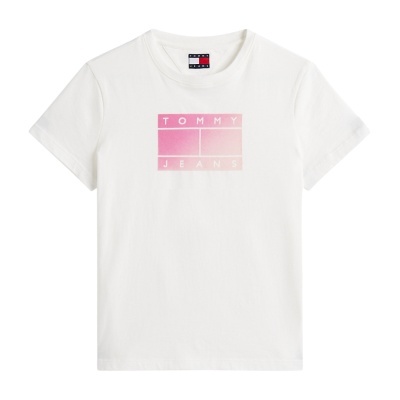T-shirt branca com estampa rosa TOMMY JEANS