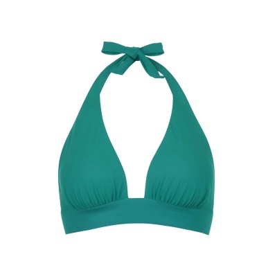 Top de biquíni verde água com alças para amarrar