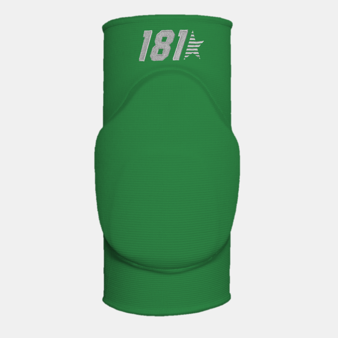 Manguito verde com acolchoamento e texto '181*'