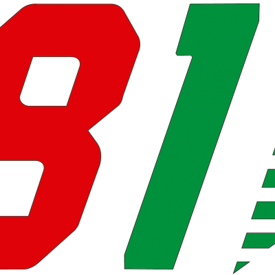 Texto '181' vermelho e verde com estrela verde listrada em fundo preto