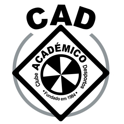 Logotipo do Clube Académico Desportos com letras CAD e gráfico preto e branco em fundo branco