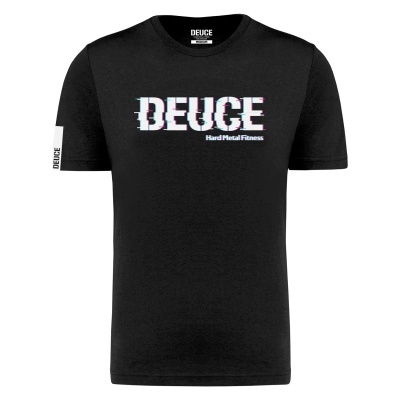 T-shirt preta com texto estampado DEUCE e Hard Metal Fitness