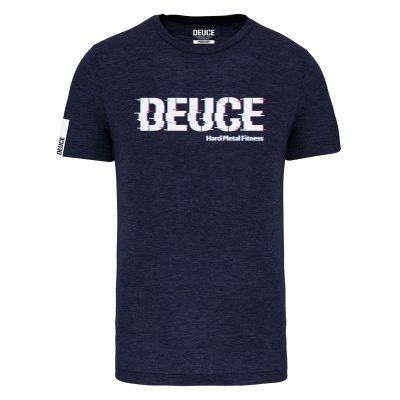 T-shirt azul escuro com texto branco DEUCE Hard Metal Fitness