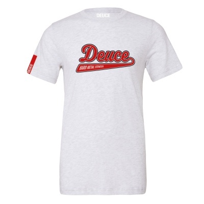 T-shirt branca com texto vermelho e preto Deuce Hard Metal Jeans