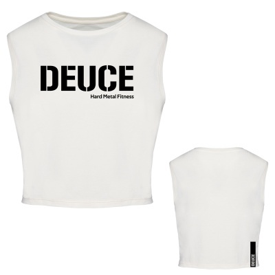 Top cropped branco sem mangas com estampado DEUCE Hard Metal Fitness