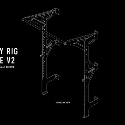 Estrutura metálica preta para suporte com texto FORTY RIG DEUCE V2