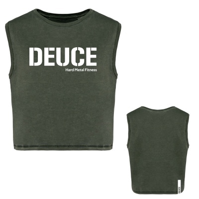 Camisola sem mangas verde militar com estampa branca