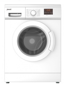 Máquina de lavar roupa branca da marca junex com porta frontal redonda de vidro