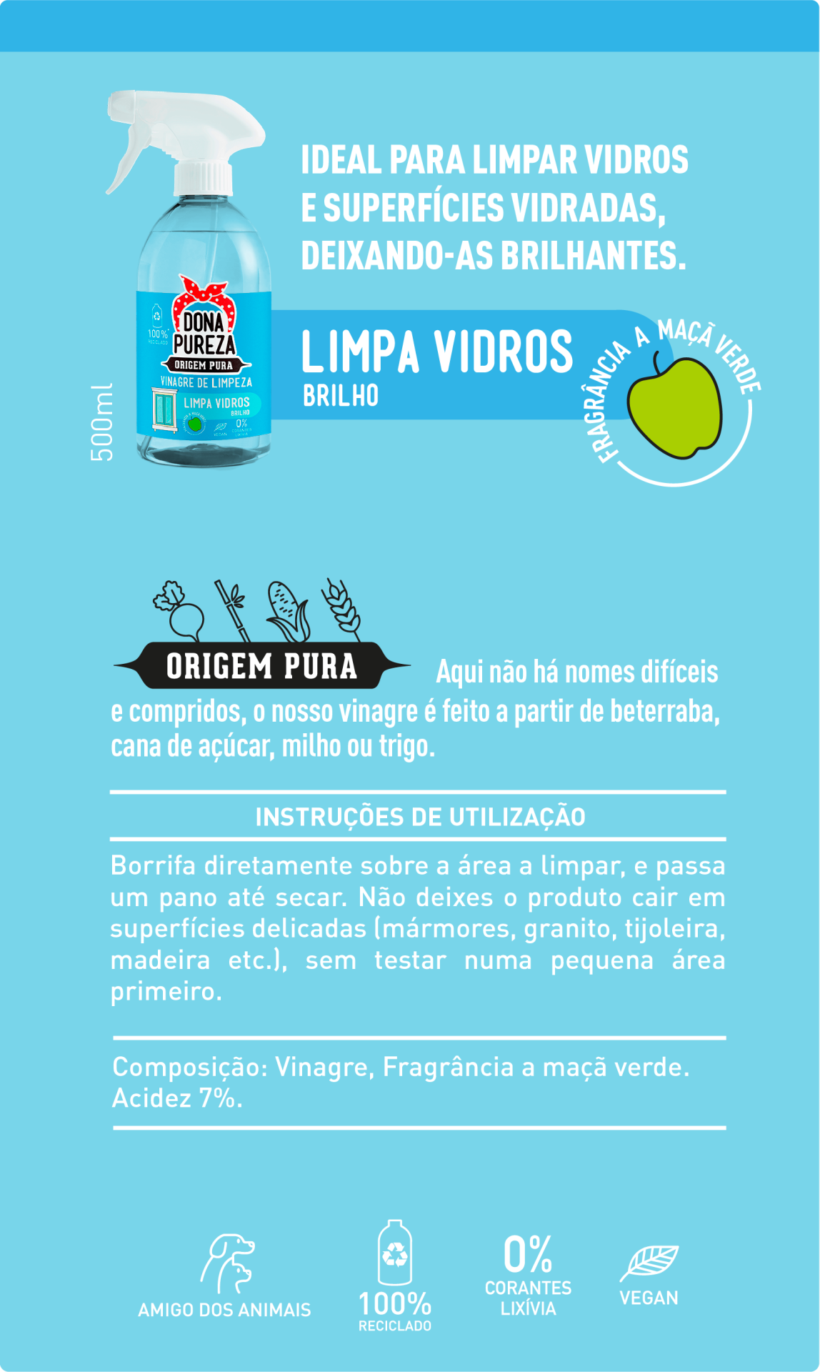 Vinagre de Limpeza Limpa Vidros Maçã 500ml