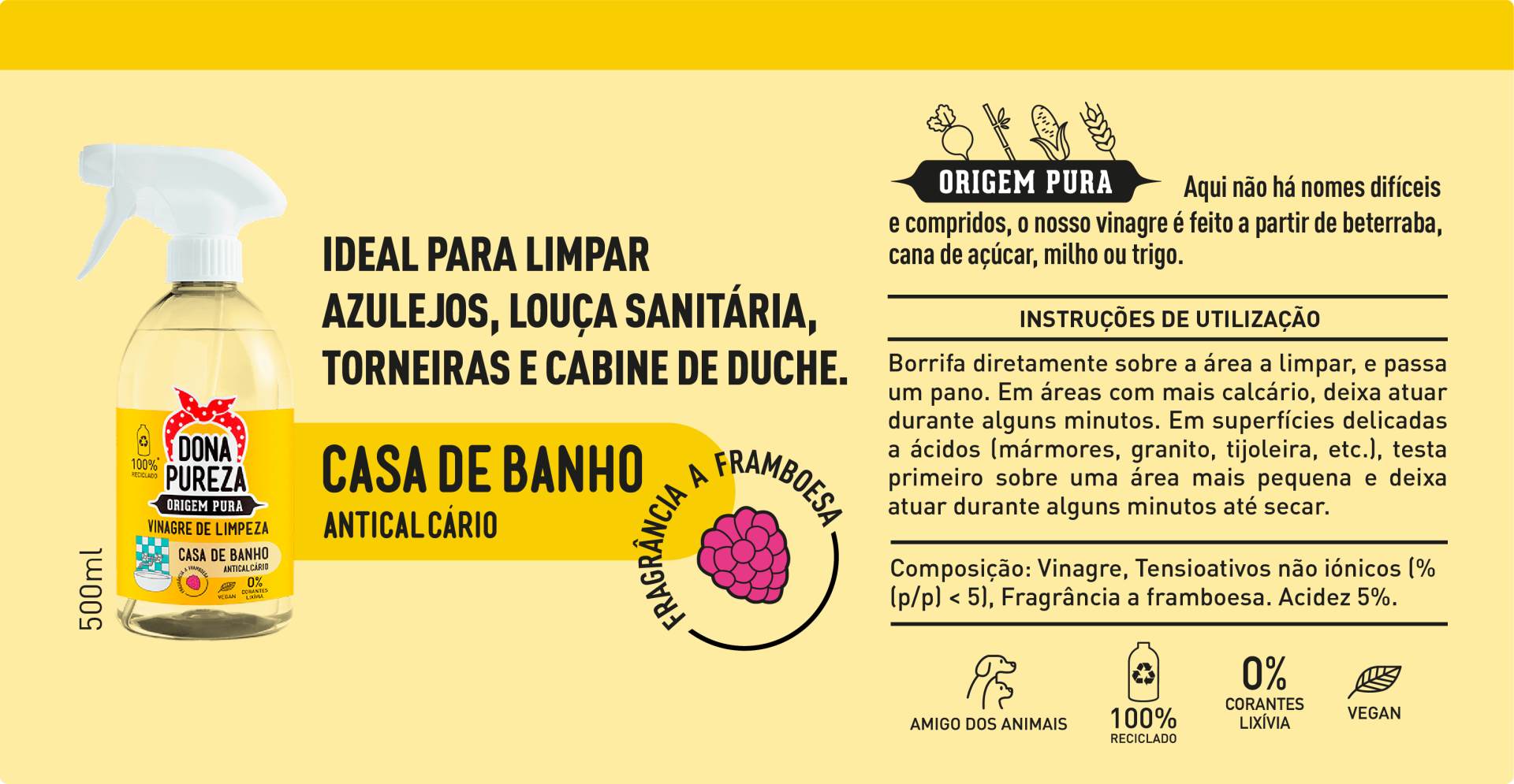 Vinagre de Limpeza Casa de Banho Framboesa 500ml