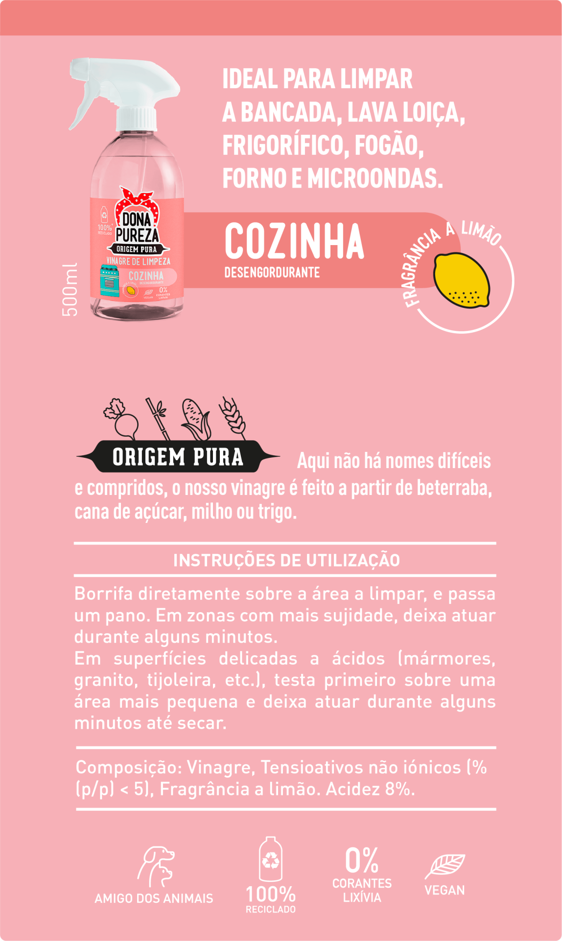 Vinagre de Limpeza Cozinha Limão 500ml