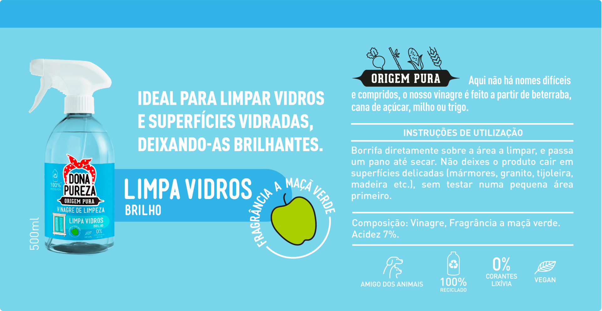 Vinagre de Limpeza Limpa Vidros Maçã 500ml