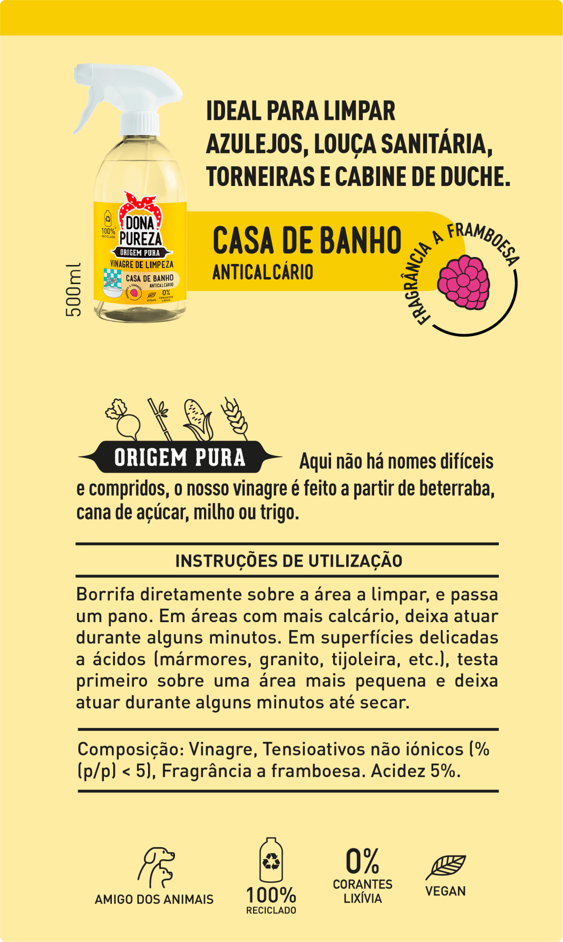 Vinagre de Limpeza Casa de Banho Framboesa 500ml