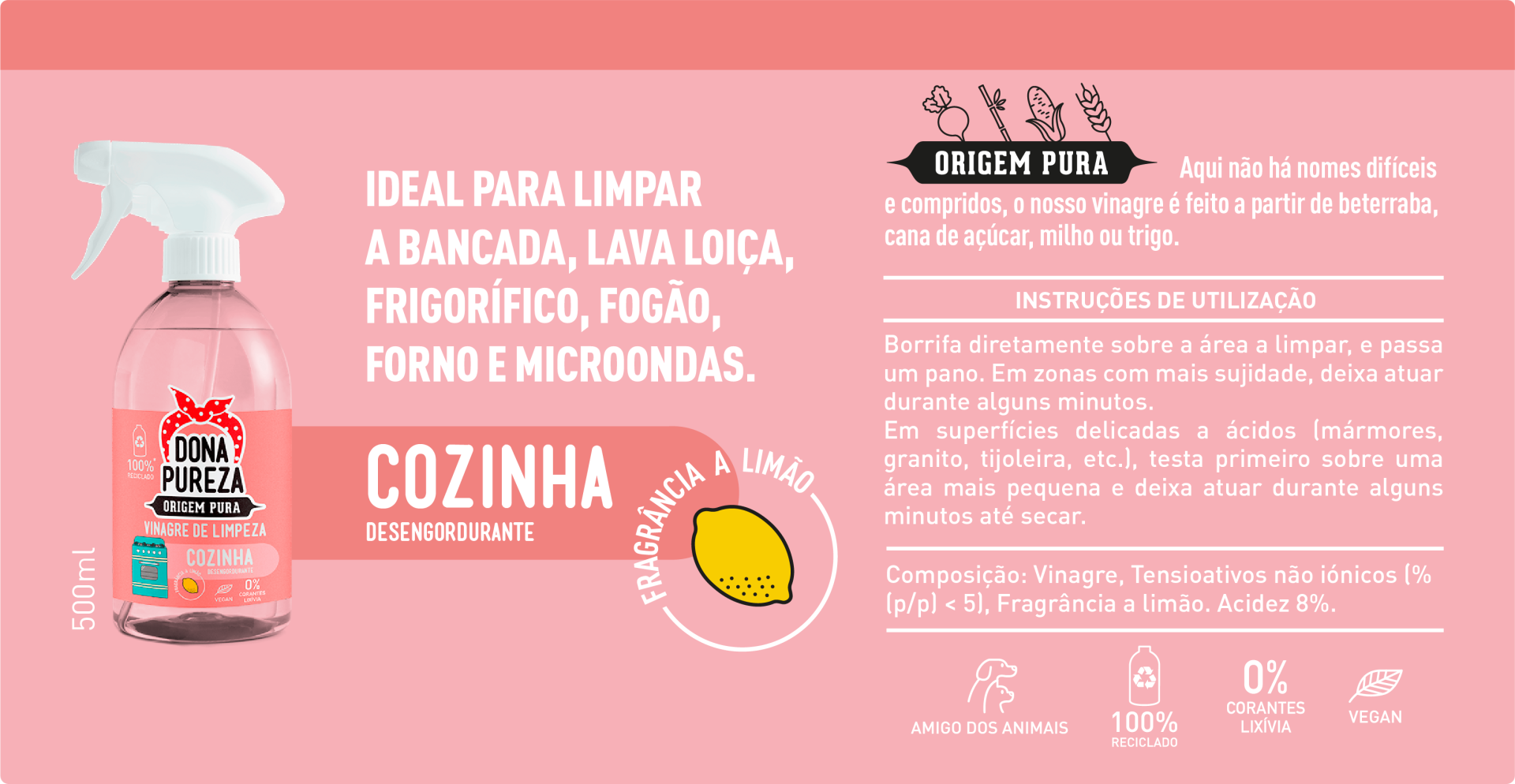 Vinagre de Limpeza Cozinha Limão 500ml