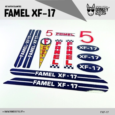 Kit de autocolantes FAMEL XF-17 com letras, números e padrões coloridos