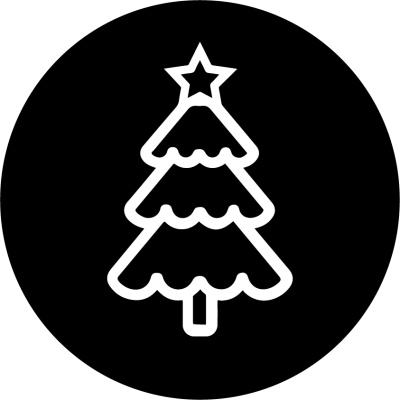 Desenho de árvore de Natal branca com estrela num fundo preto