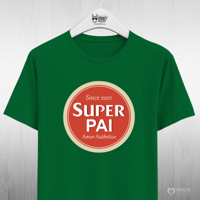Camiseta verde com estampa central SUPER PAI