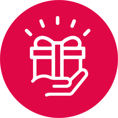 Ícone de mão segurando uma caixa de presente