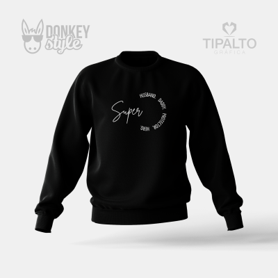 Sweatshirt preta com texto branco frontal