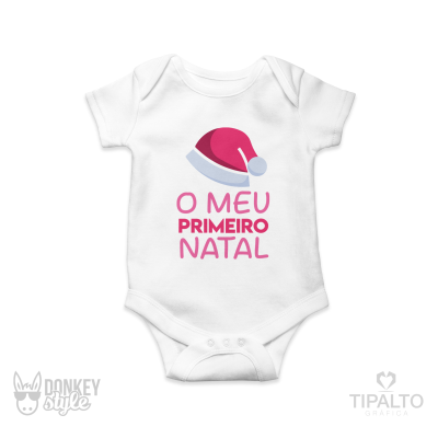Body branco para bebé com estampa e texto de Natal
