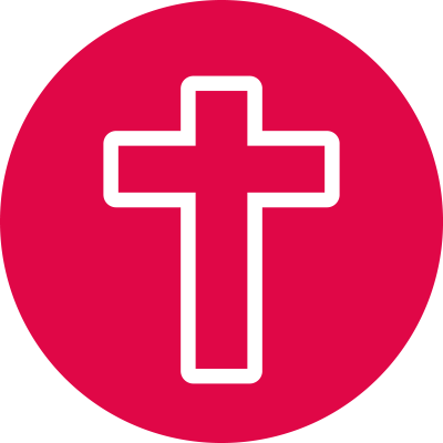 Círculo vermelho com cruz branca no centro