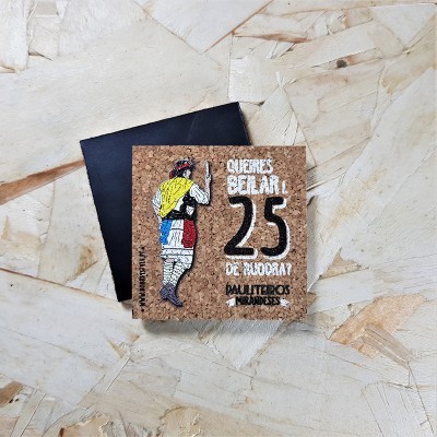 Placa decorativa de cortiça com desenho de dançarino e texto em português