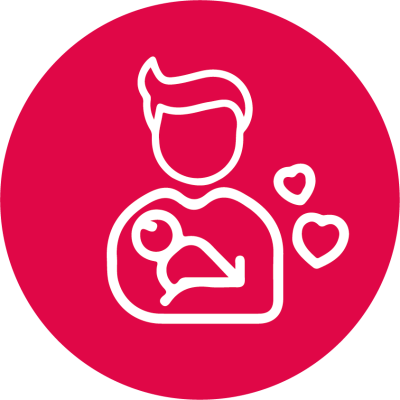 Ícone pessoa a segurar um bebé com corações