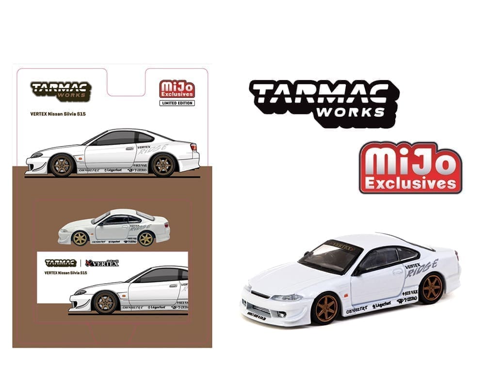 Miniatura de Nissan Silvia s15 branco com jantes douradas e decalques