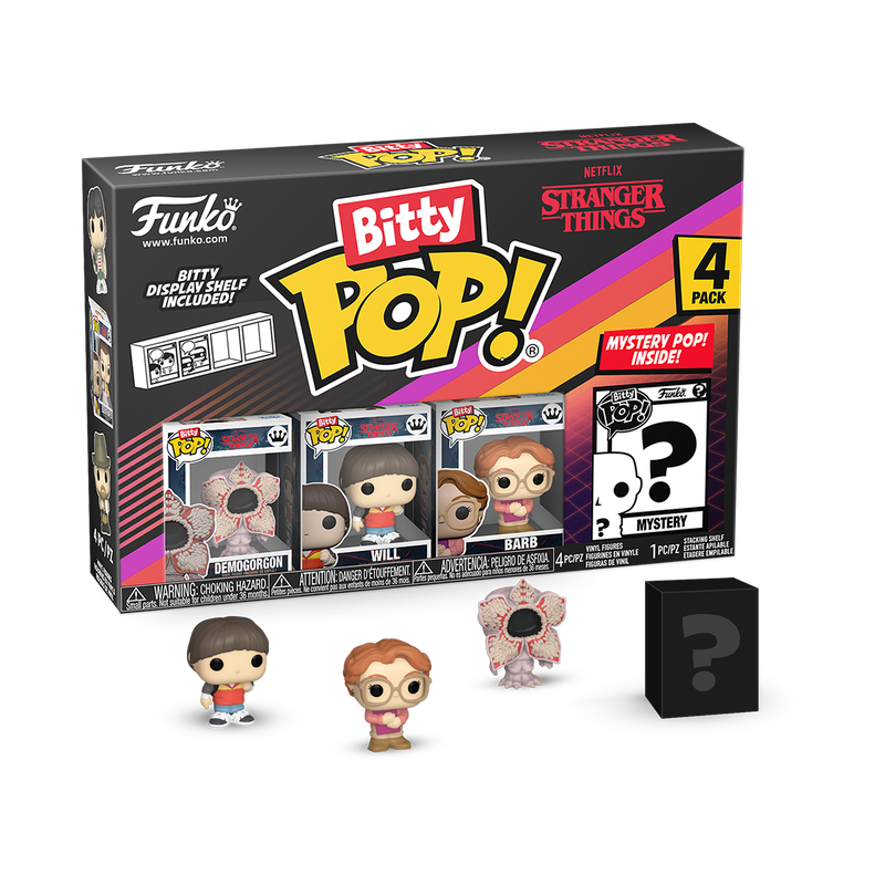 Bitty POP! Stranger Things 4 Pack (Demogorgon) Conjunto Funko Bitty Pop! Stranger Things com 4 figuras em embalagem colorida